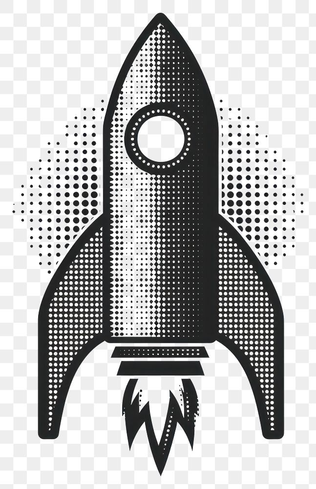 PNG Rocket icon black white art.