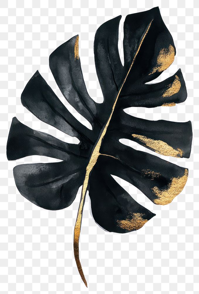 PNG Black color monstera plant leaf gold.