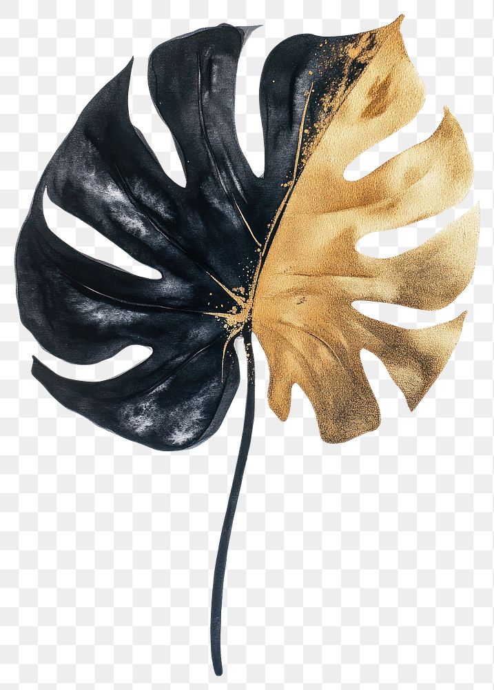 PNG Black color monstera leaf gold nature-inspired.