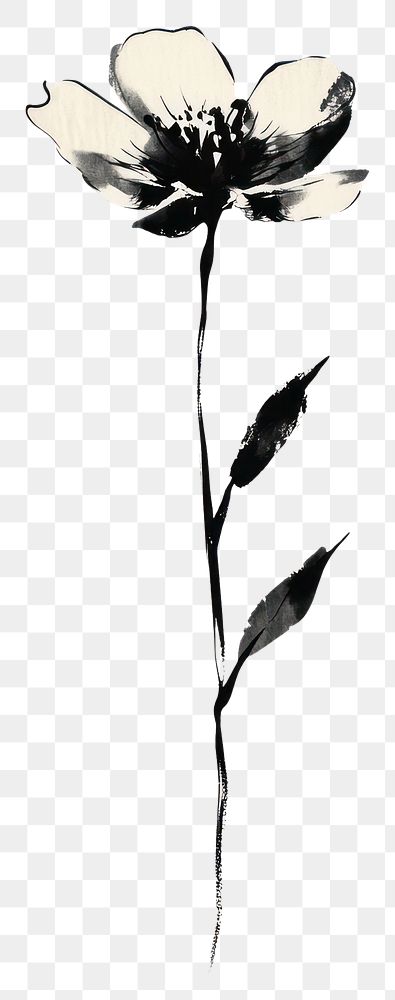 PNG Flower simple black art.