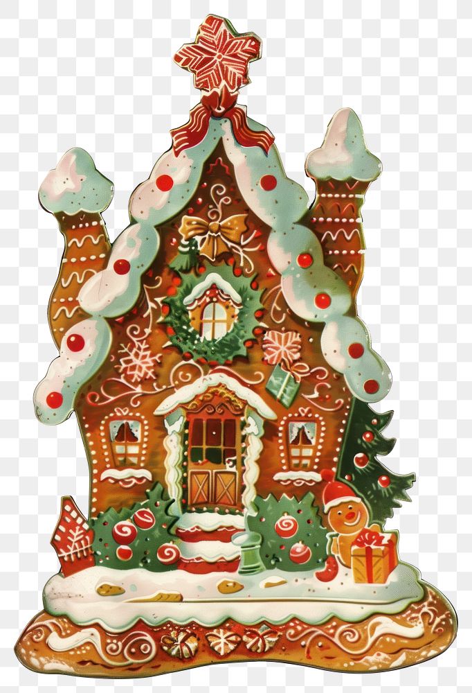 PNG Christmas ginger house bread christmas gingerbread sweets.