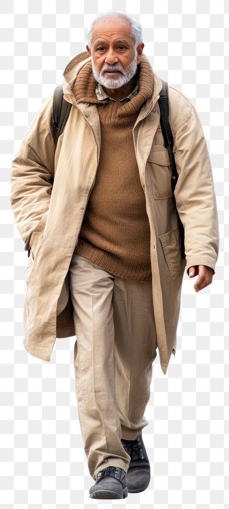 PNG Old mixed race man clothing walking coat.