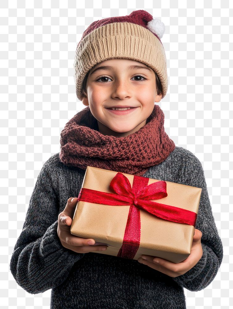 PNG An american kid carry a christmas gift clothing holiday happy.