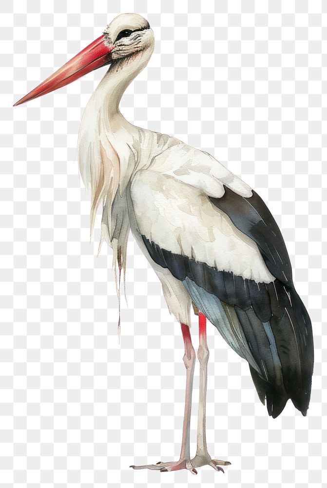 PNG An isolated stork illustration watercolor realistic.