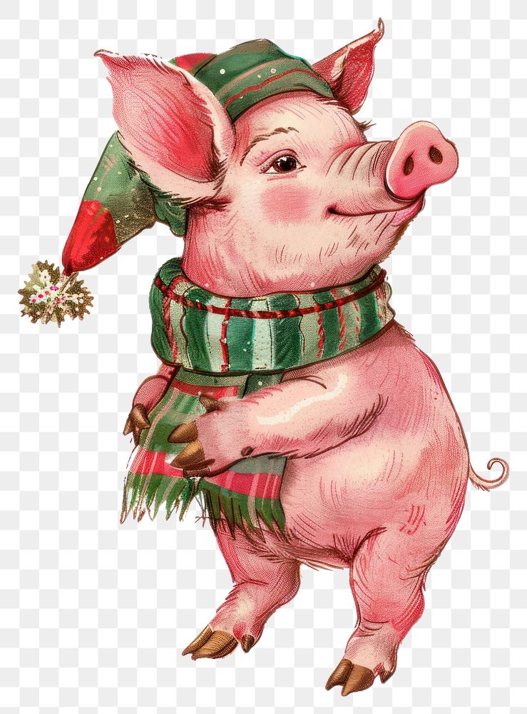 PNG Pig character christmas animal cute.