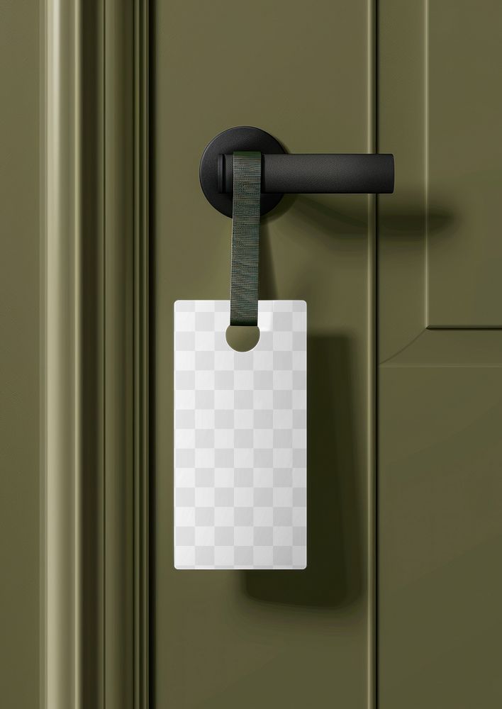 PNG elegant hotel door hanger mockup, transparent design