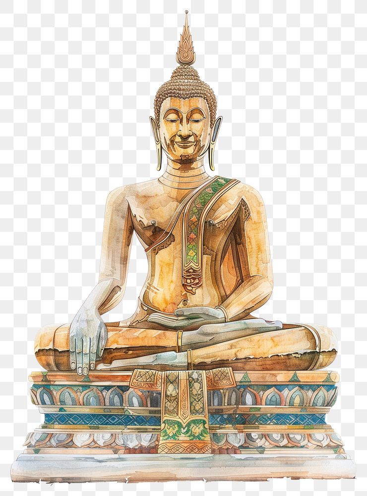 PNG Thai grand budda statue illustration buddha art.