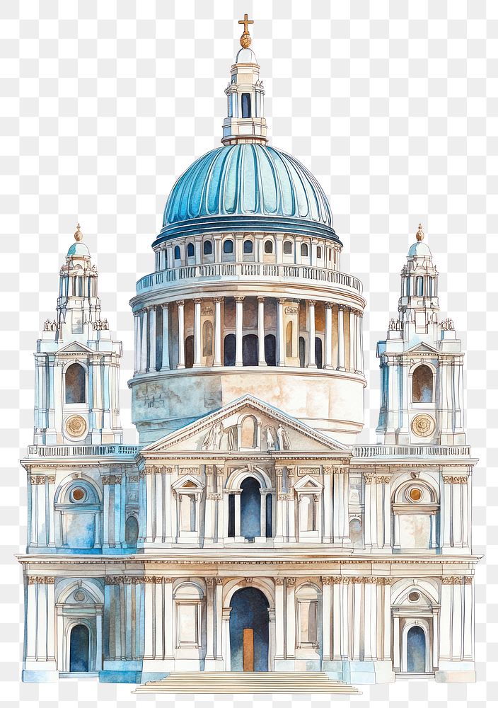 PNG Cathedral architecture illustration watercolor.