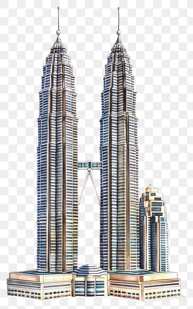 PNG Malaysia Twin skyscraper skyscrapers architecture illustration.