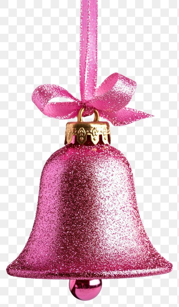 PNG Pink christmas bell decoration sparkling glittery.