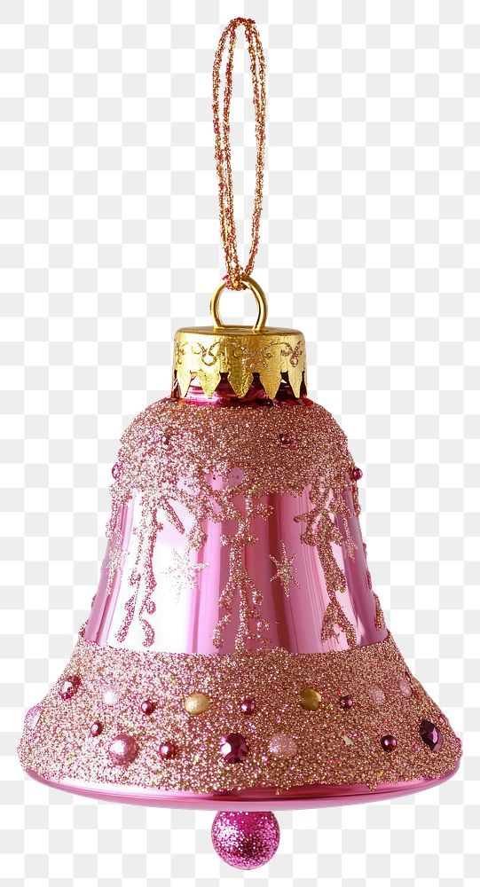 PNG Pink christmas bell decoration decorative sparkling.