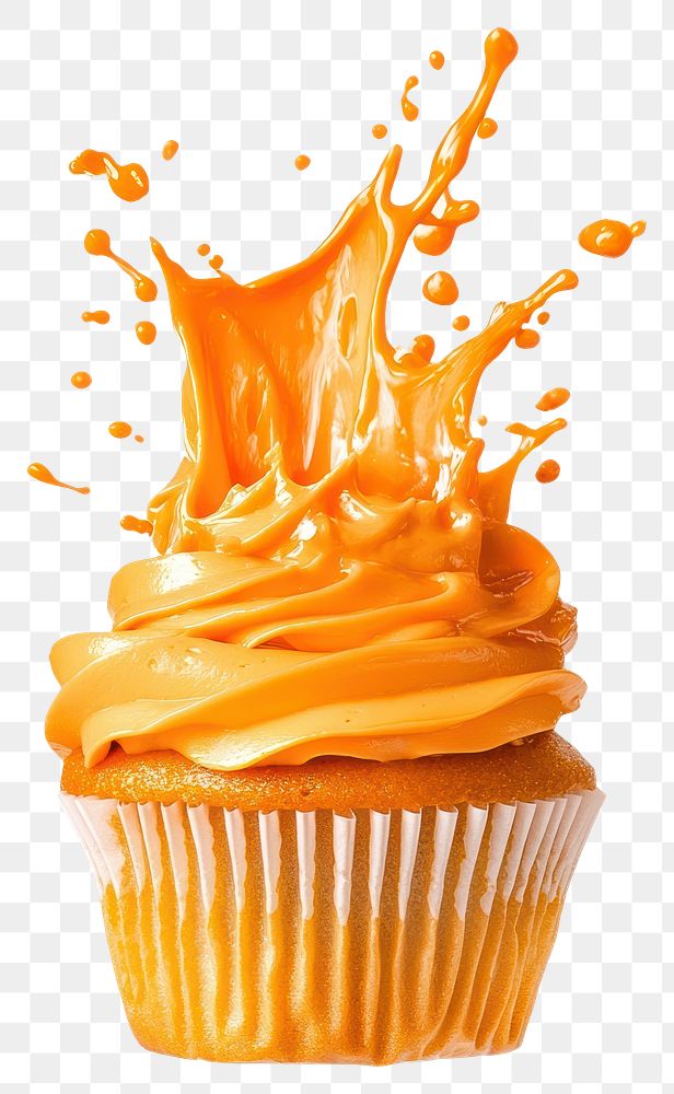 PNG Exploding orange cupcake dessert food photography.