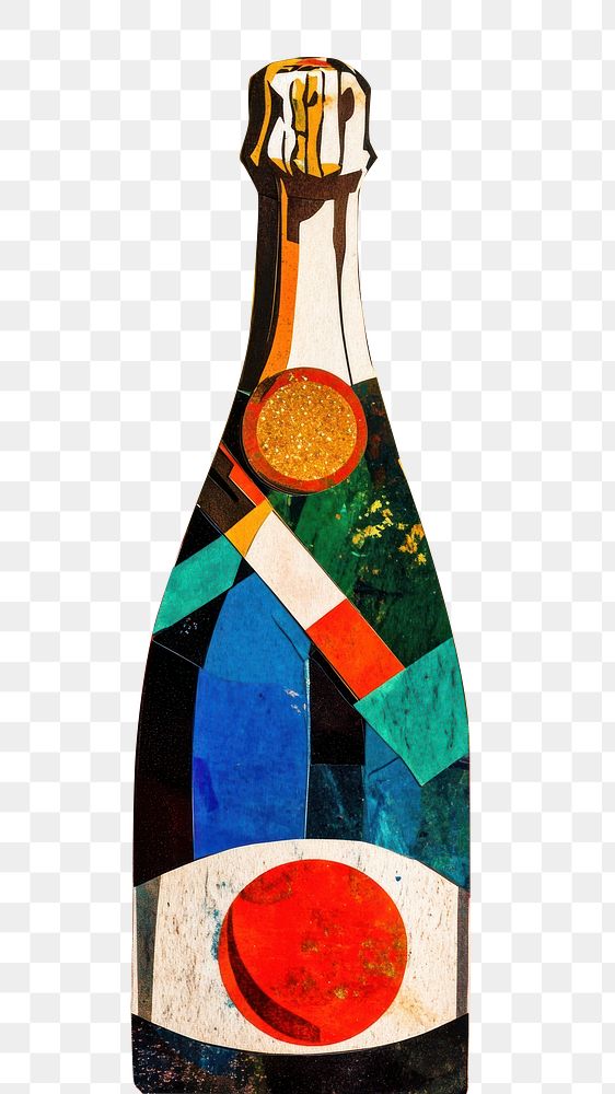 PNG A champagne bottle illustration art geometric.