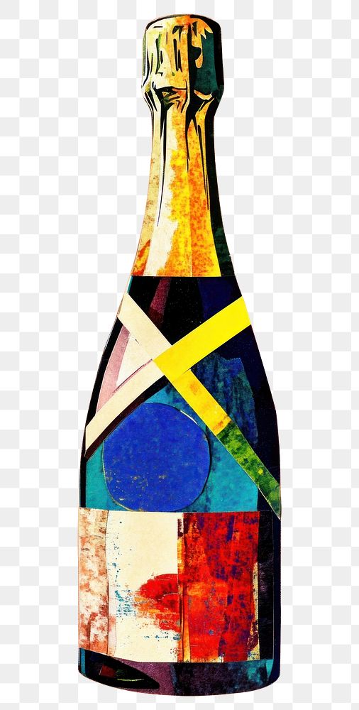 PNG A champagne bottle illustration colors paper.