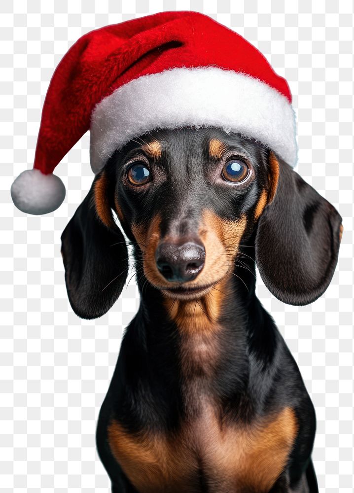 PNG Dog with santa claus hat background dachshund animal.