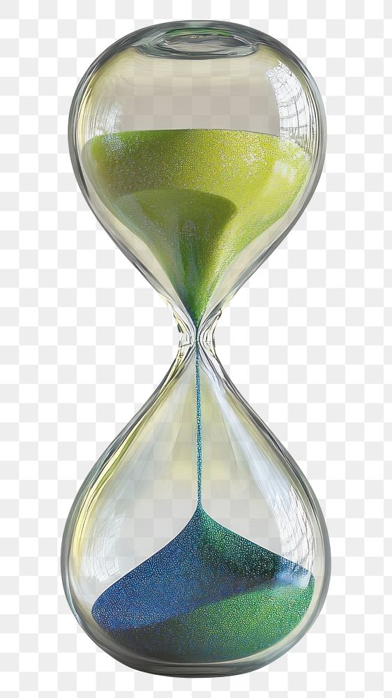 PNG An isolated transparent hourglass with green and blue sand inside object style measurement.