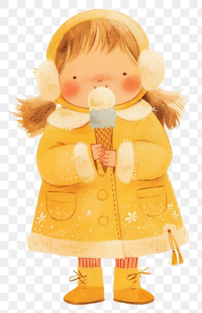 PNG A cute girl Eating an ice cream cone illustration children's eating.