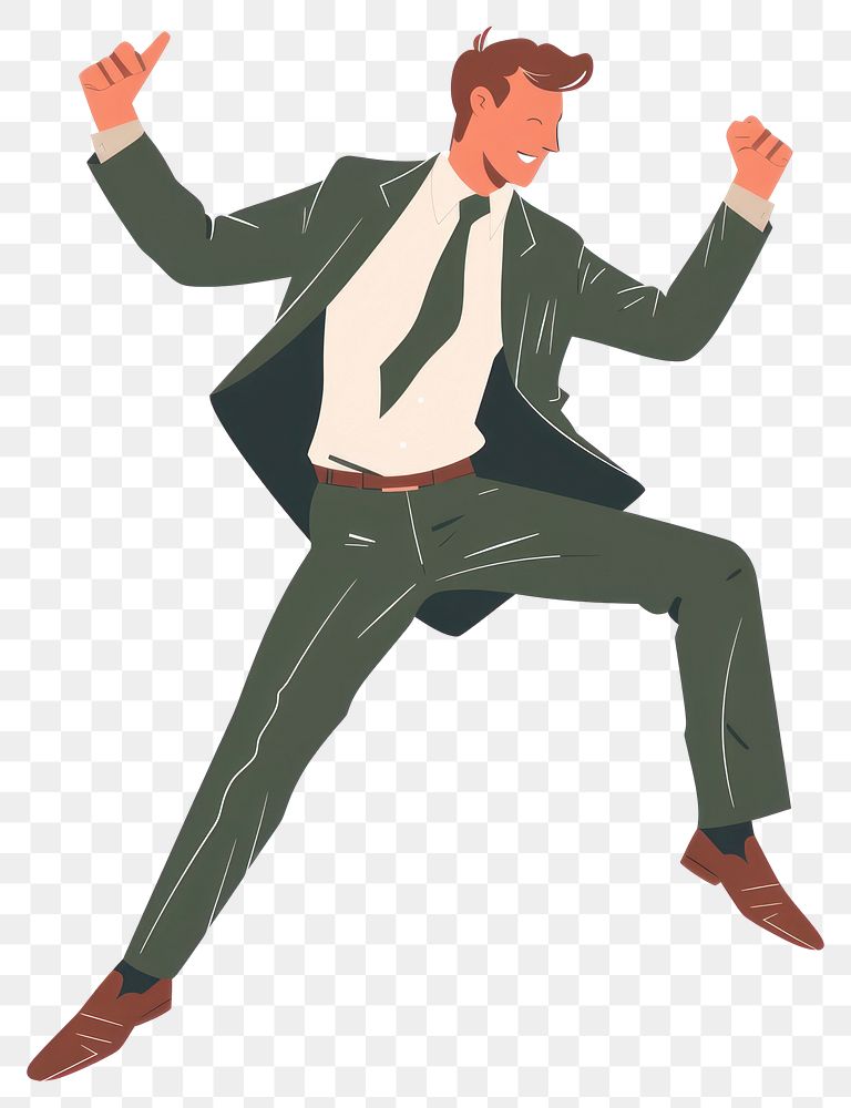 PNG Businessman dancing illustration suit tie.