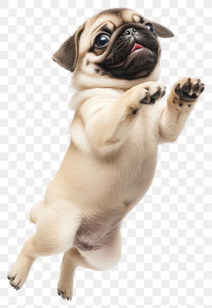 PNG Pug puppy jumping pug background happy.