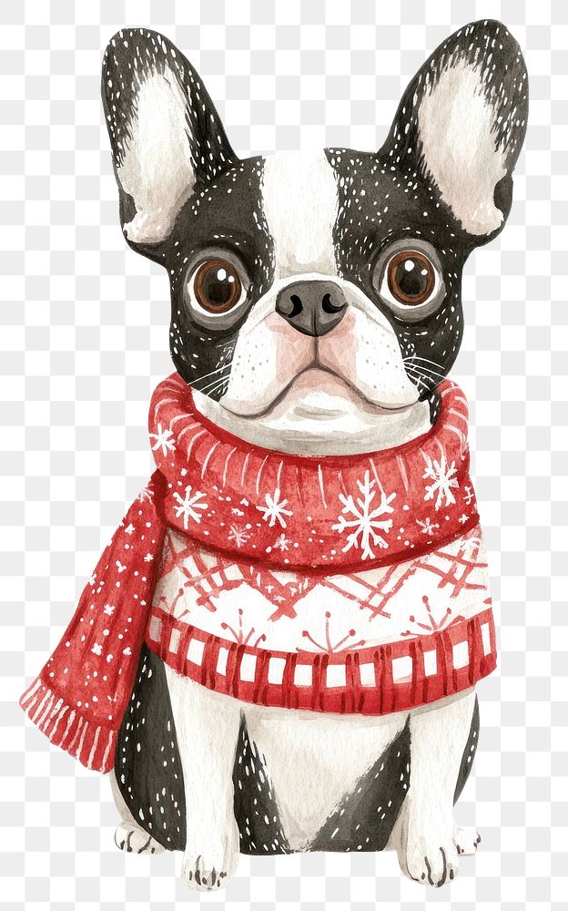 PNG Dutchun Dog wearing Christmas sweater dog illustration christmas.