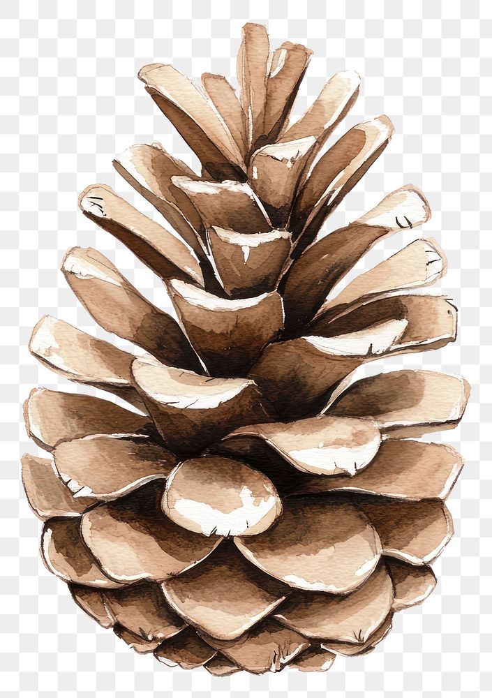 PNG Pine cone illustration watercolor art.