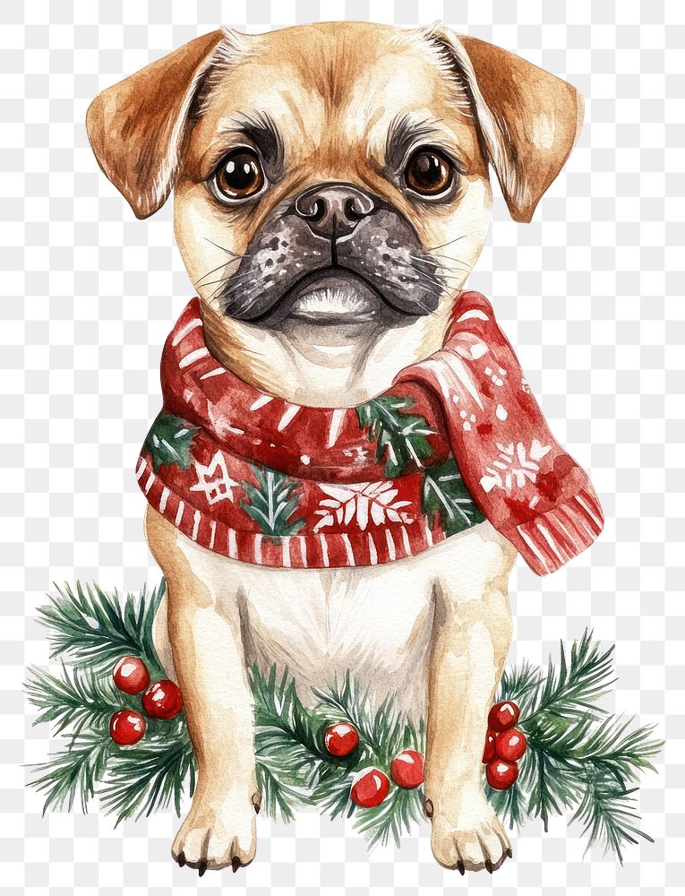 PNG Dog wearing Christmas sweater dog illustration christmas.