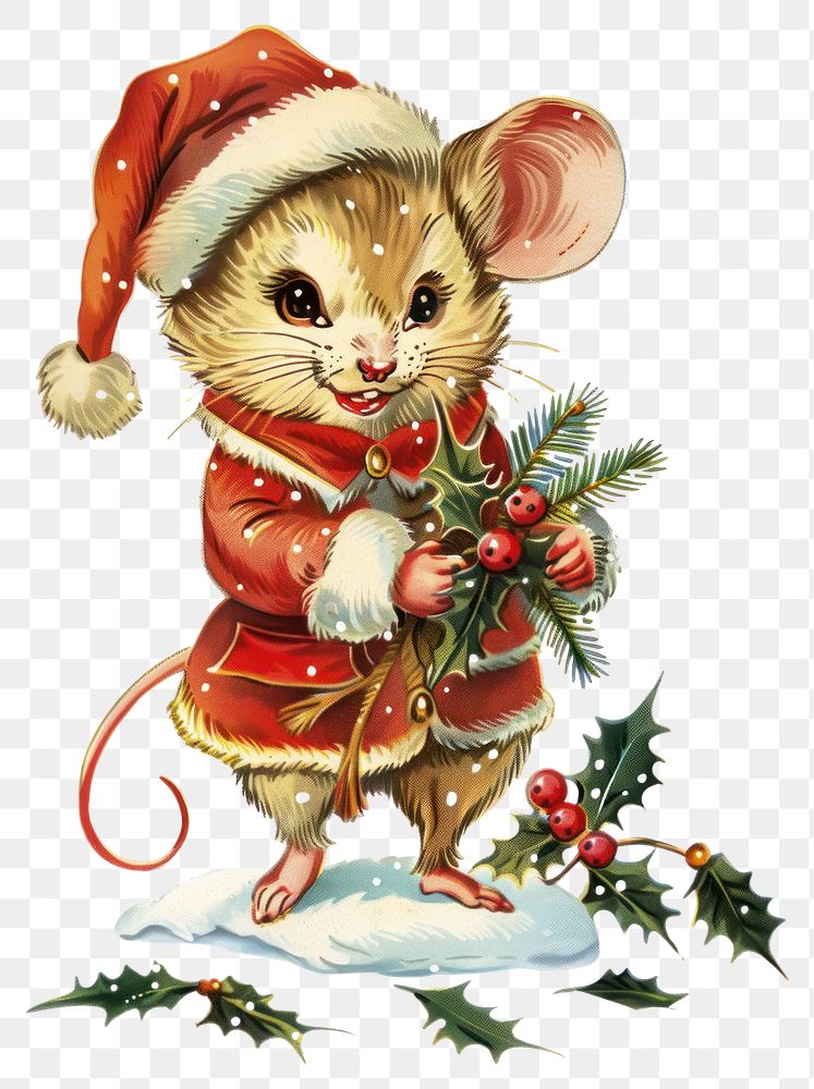 PNG 2 mouse character christmas winter animal.