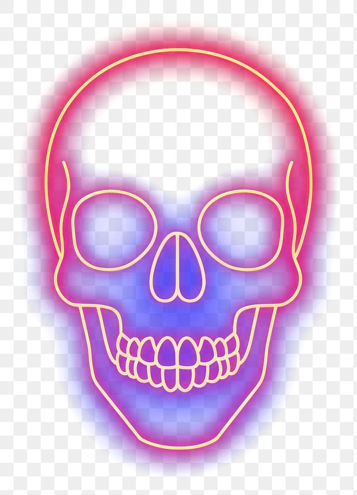 PNG Skull light neon illustration.