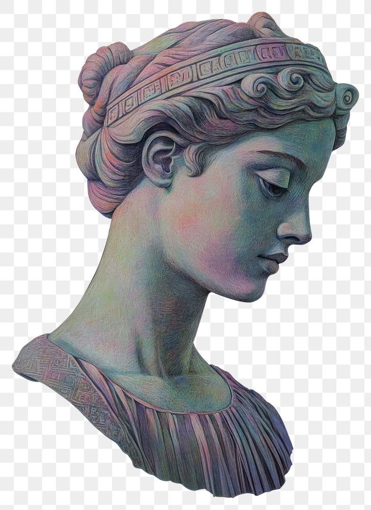 PNG Greek illustration sculpture portrait.