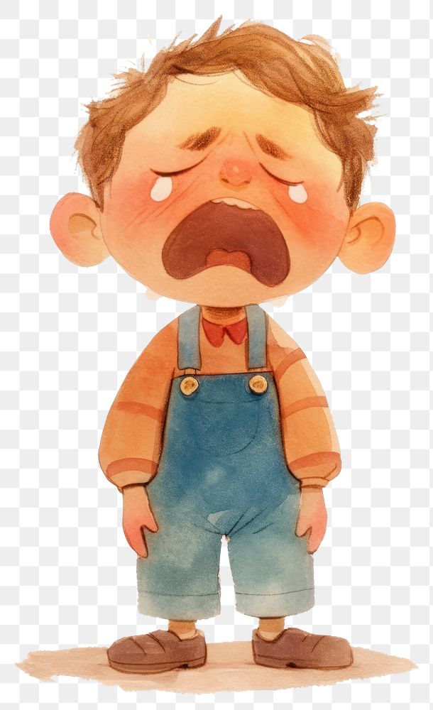 PNG A cute boy crying illustration watercolor children's.