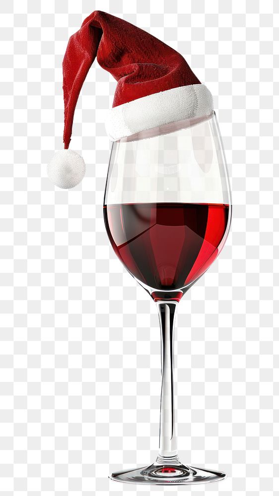 PNG Wine glass christmas theme drink santa hat.