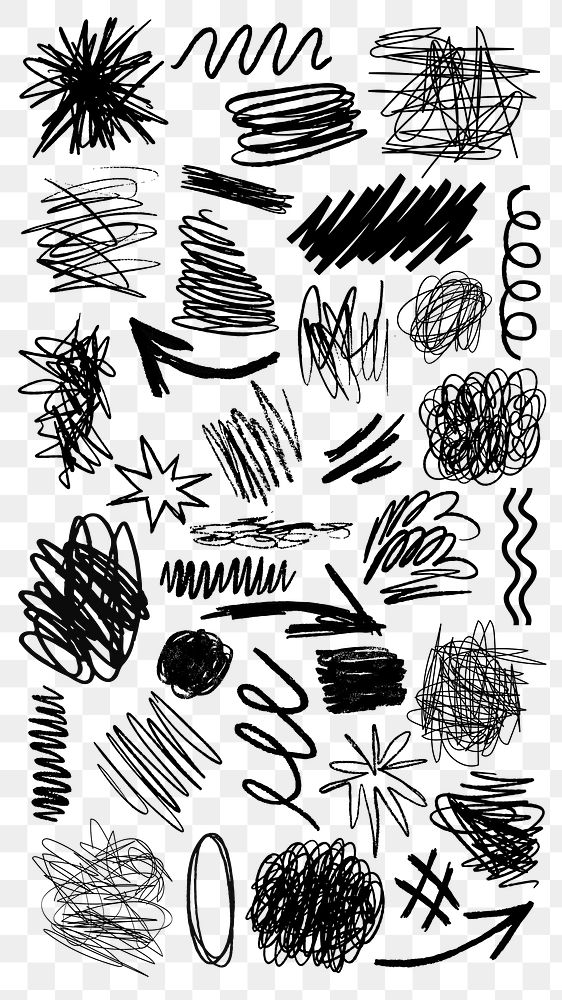 PNG abstract black scribble set, | Free PNG - rawpixel