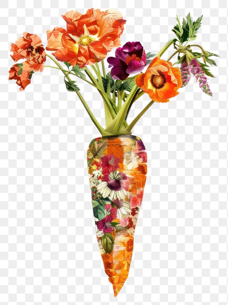 PNG Flower Collage carrot flower vegetable pattern.