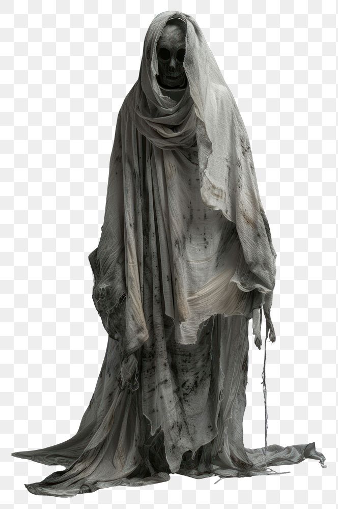 PNG Eerie skeletal figure in shroud