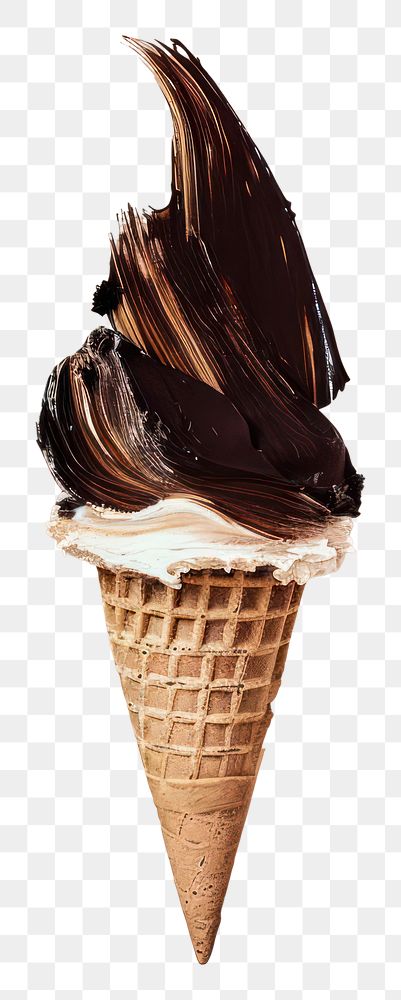 PNG Chocolate icecream cone with a brown brush stroke dessert food freshness.
