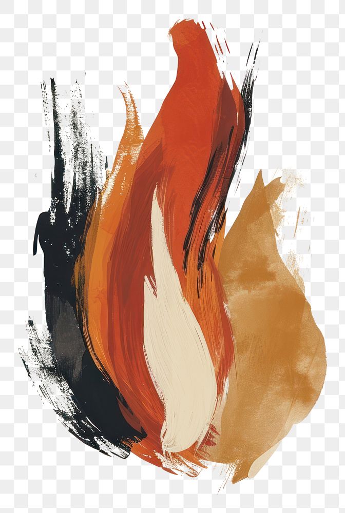 PNG An acrylic stroke top with flame icon element overlay art abstract painting.
