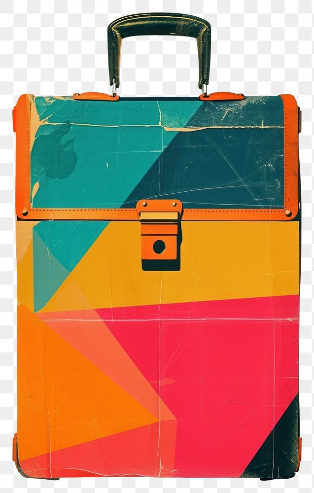 PNG Collage Retro dreamy briefcase suitcase luggage bag.