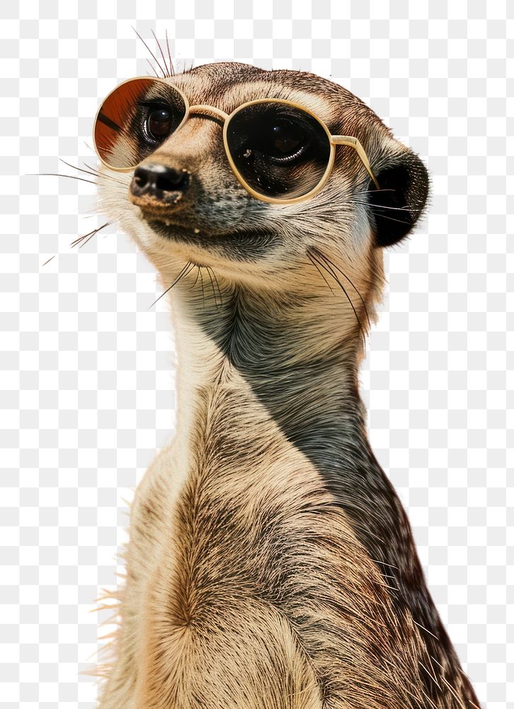 PNG Collage Retro dreamy meerkat sunglasses wildlife animal.