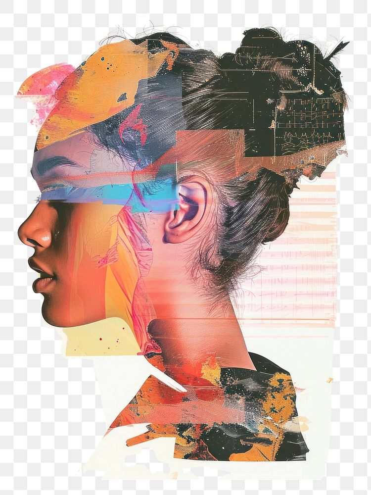 PNG Young woman element overlay collage art painting.