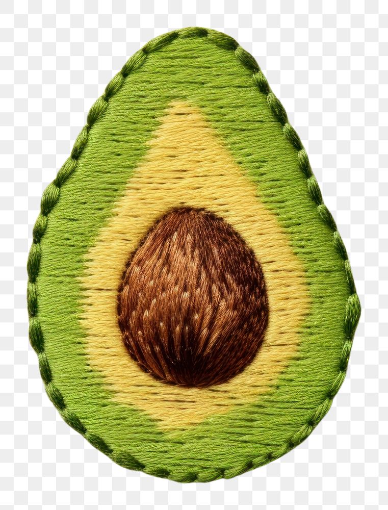 PNG  Avocado in embroidery style fruit plant food.