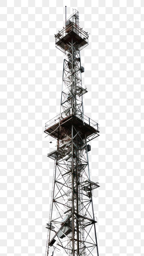 PNG Cutout of a metallic telecom tower architecture broadcasting electricity. AI generated Image by rawpixel.