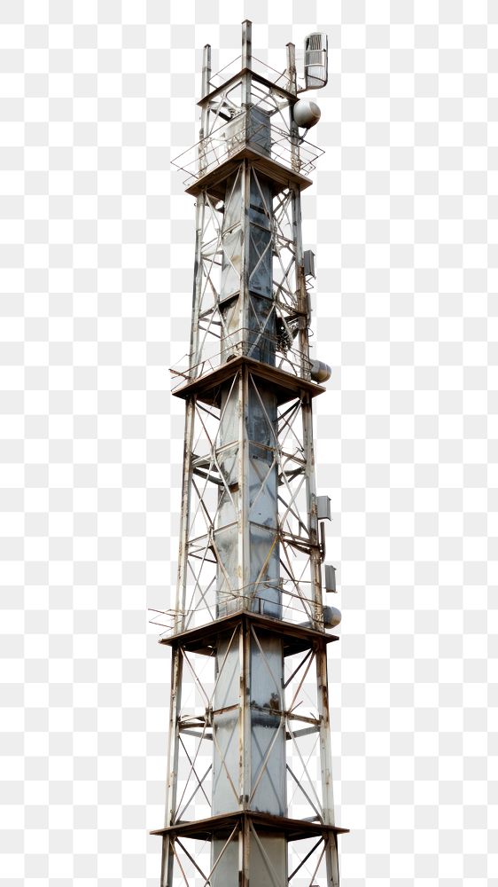 PNG Cutout of a metallic telecom tower architecture antenna broadcasting. AI generated Image by rawpixel.