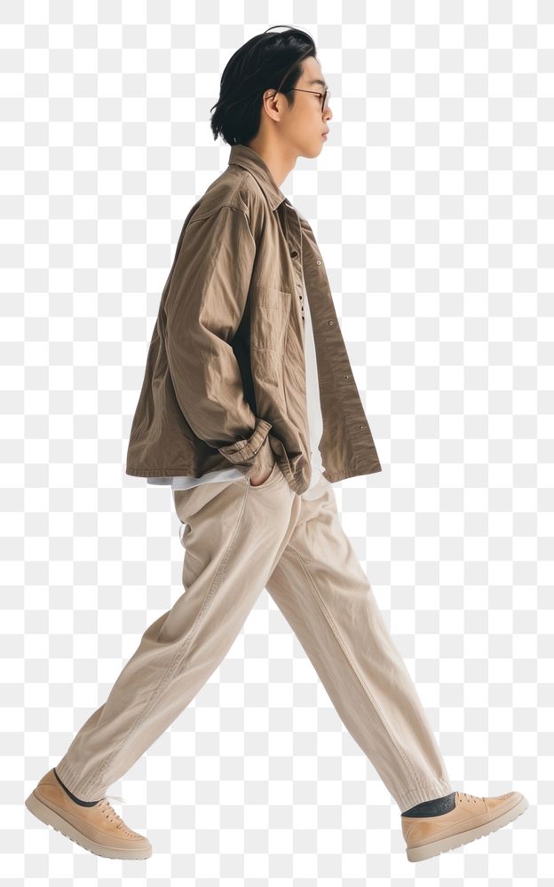 PNG Walking fashion adult khaki.