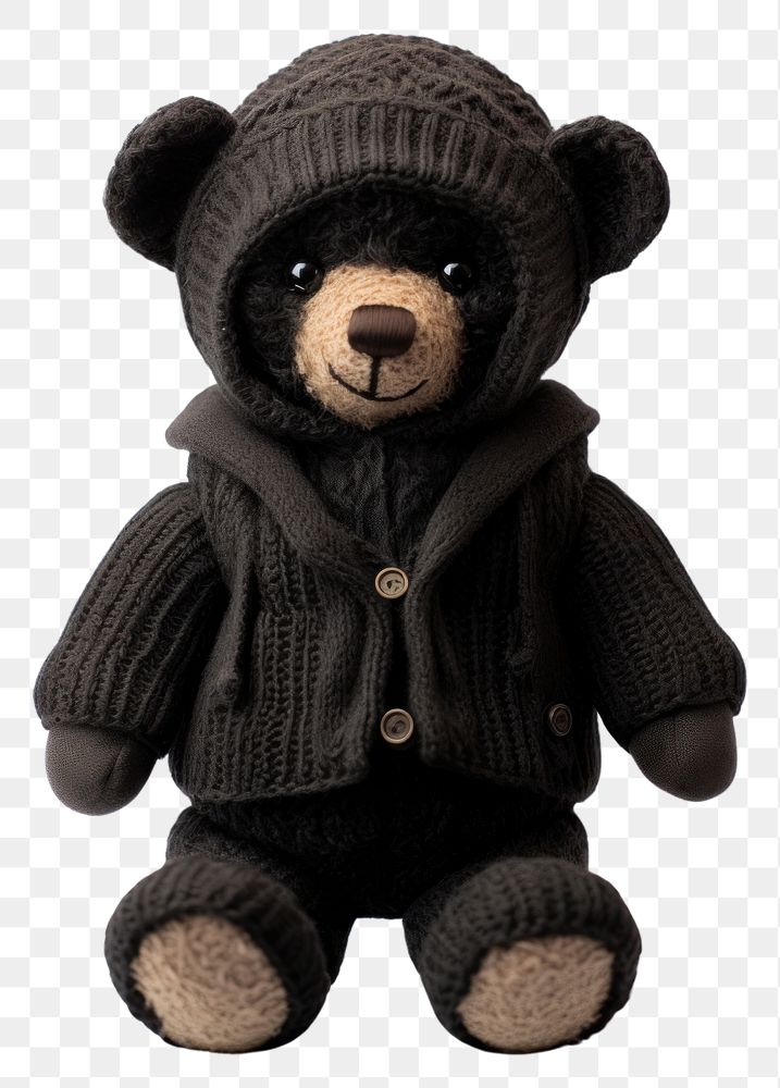 PNG  Teddy black bear toy white background representation. AI generated Image by rawpixel.