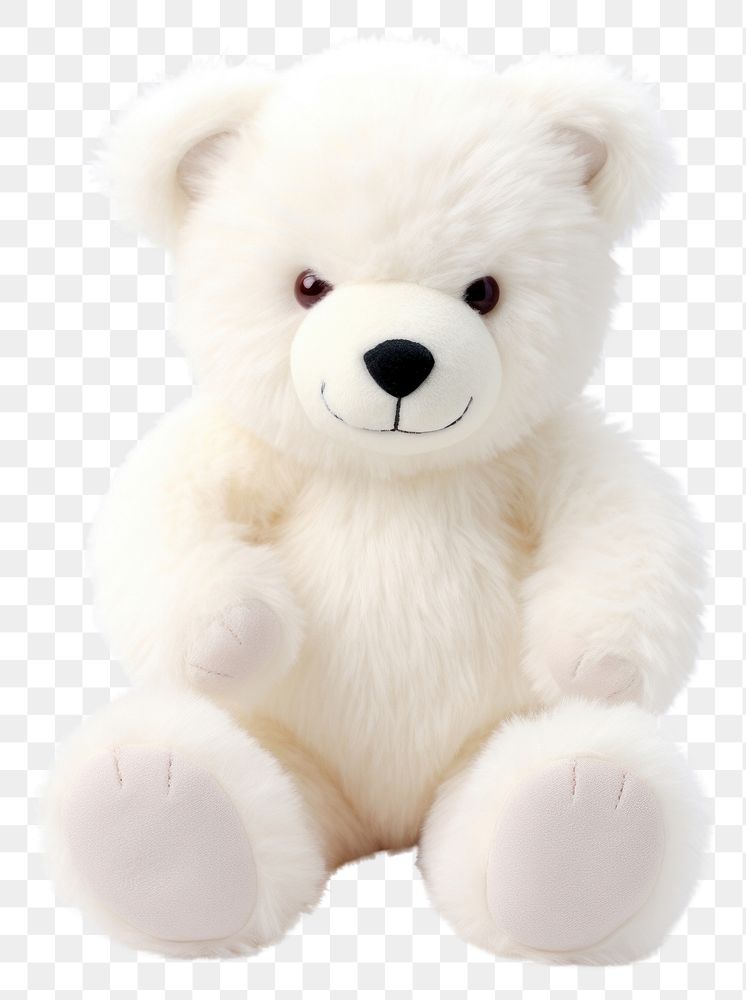 PNG  Teddy polar bear plush white toy. AI generated Image by rawpixel.