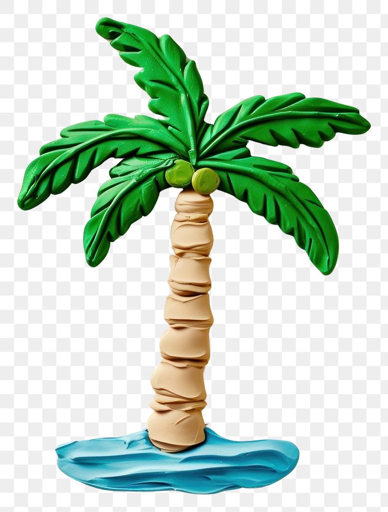 PNG  Plasticine of palm tree plant green leaf.