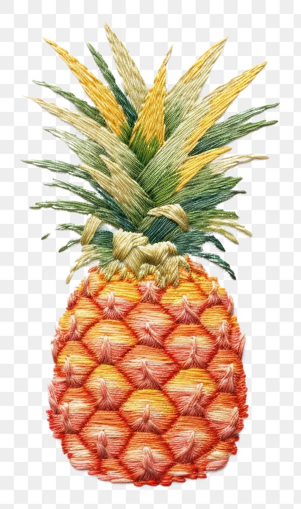 PNG Embroidery of cute pineapple fruit plant food.