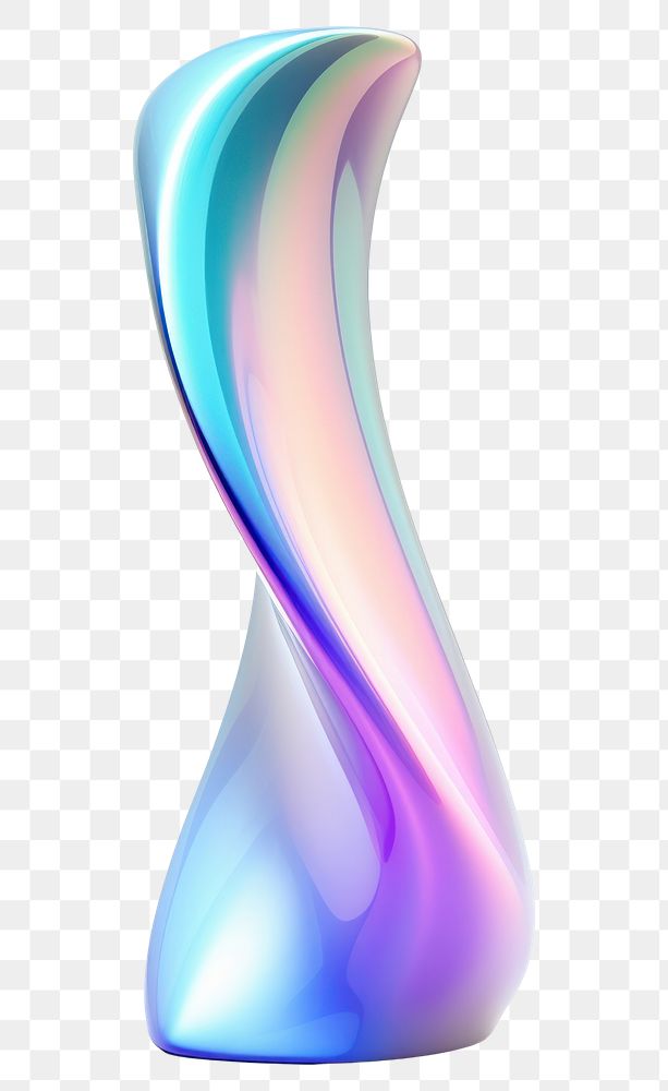 PNG  Curve shape iridescent vase white background simplicity.