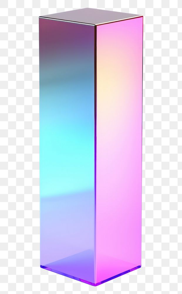PNG  Distored rectangle iridescent vase white background letterbox.