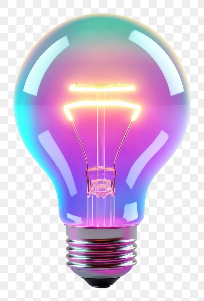 PNG  Icon light bulb iridescent lightbulb illuminated electricity.